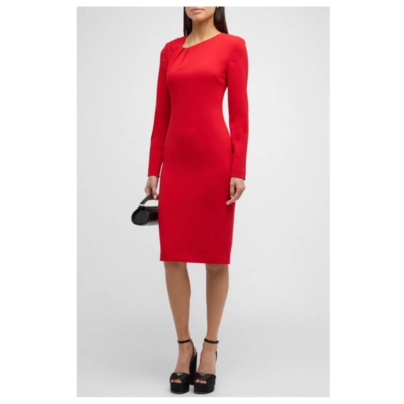 Badgley Mischka Twist-Front Long-Sleeve Dress - Picture 1 of 16